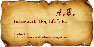 Adamcsik Boglárka névjegykártya