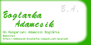 boglarka adamcsik business card
